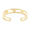 Clear Cubic Zirconia Cross Open Cuff Bangle with Enamel BJEW-S141-025-2