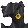 304 Stainless Steel Glass Flower Dangle Earrings EJEW-MZ00519-2