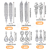 6 Pairs 6 Style Alloy Rhinestone Teardrop Dangle Clip-on Earrings EJEW-FI0002-91-10