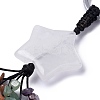 Natural Quartz Crystal Star with Mixed Gemstone Chips Beaded Tassel Keychains KEYC-P012-01P-09-2
