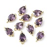 Brass Pave Cubic Zirconia Connector Charms KK-F892-53G-01-1