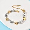 304 Stainless Steel Heart Link Chian Bracelets for Women BJEW-B158-06GP-2