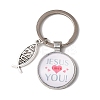 I Love Jesus Symbol Glass Pendant Keychain with Alloy Jesus Fish Charm LS-KEYC-G058-01B-1