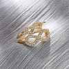 Brass Micro Pave Cubic Zirconia Adjustable Cuff Rings RJEW-C141-01G-1