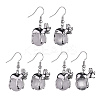 Natural & Synthetic Mixed Gemstone Frog Dangle Earrings EJEW-A092-13P-2