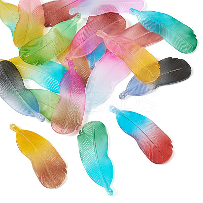 20Pcs 10 Colors Two Tone Frosted Acrylic Pendants FACR-TA0001-07-1