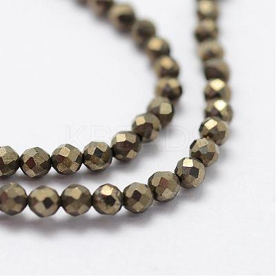 Natural Pyrite Beads Strands G-K185-03-1