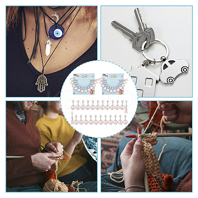 Awareness Ribbon & Round Pendant Stitch Markers HJEW-AB00333-1