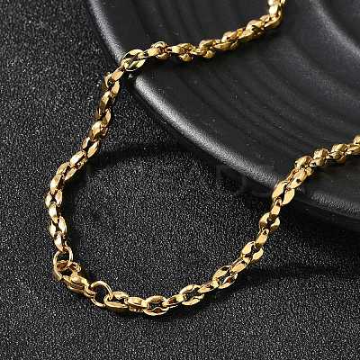 4MM 304 Stainless Steel Coffee Bean Link Chain Necklaces for Women NJEW-B134-06A-G-1