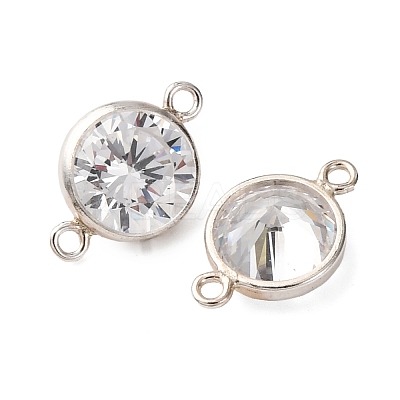 925 Streling Silver Pave Cubic Zirconia Birthstone Connector Charms STER-NH0001-80P-04-1