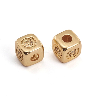 Brass Micro Pave Clear Cubic Zirconia Beads ZIRC-L091-020G-1