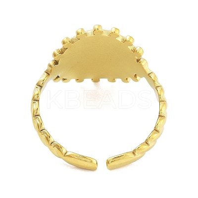 Real 18K Gold Plated 304 Stainless Steel Open Cuff Rings for Women LS-RJEW-B061-01G-01-1