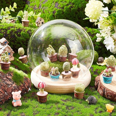 21Pcs 7 Style Resin Mini Cactus Bonsai Display Decorations AJEW-CP0005-41-1