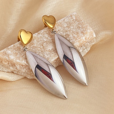 304 Stainless Steel Dangle Stud Earrings EJEW-K296-02GP-05-1