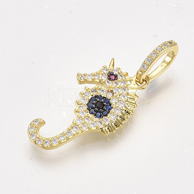 Brass Micro Pave Cubic Zirconia Pendants ZIRC-T006-42G-1