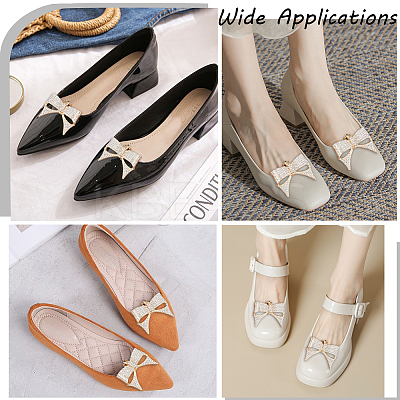 2Pcs Bowknot Alloy Rhinestone Shoe Decorations FIND-CP0002-30B-1