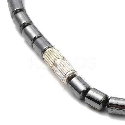 Synthetic Non-magnetic Hematite Angel Pendant Necklace with Beaded Chains NJEW-E095-02-1
