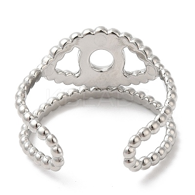 Non-Tarnish 304 Stainless Steel Hollow Evil Eye Open Cuff Ring for Women RJEW-I098-09P-1