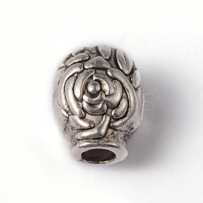 Skull Tibetan Style Alloy Beads PALLOY-ZN-61091-RS-1