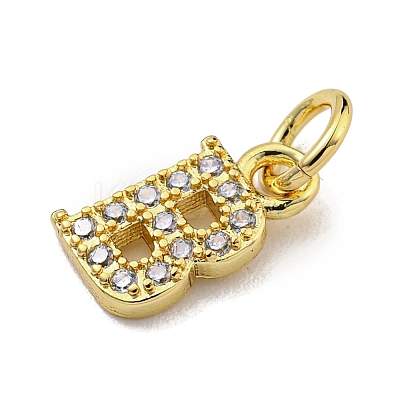Initial Letter Brass with Cubic Zirconia Charms KK-Q814-26B-G-1