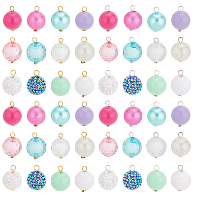 48Pcs 24 Style Resin Rhinestone & Acrylic Round Ball Charms DIY Jewelry Making Finding Kit PALLOY-PHE00002-1