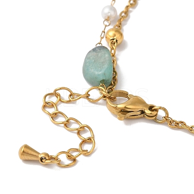 Summer Beach Nuggets Natural Amazonite & Imitation Pearl Multi-Strand Bracelets BJEW-P326-06A-G-1