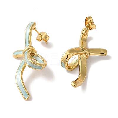 Bowknot Golden Ion Plating(IP) 304 Stainless Steel Stud Earrings for Women EJEW-L287-042G-03-1