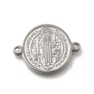 304 Stainless Steel Saint Benedict Medal Cross Connector Charms STAS-C119-12P-1