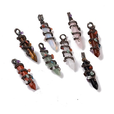 Natural & Synthetic Gemstone Pointed Big Pendants G-H274-05R-1