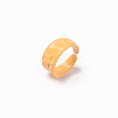 Spray Painted Alloy Cuff Rings RJEW-T011-30F-RS-1
