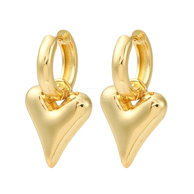 Heart Brass Hoop Earrings EJEW-D322-12G-01-1