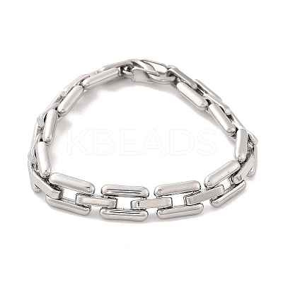 304 Stainless Steel Rectangle Link Chain Bracelets for Women Men BJEW-F488-30P-02-1