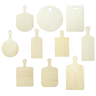 10Pcs 10 Styles Rectangle Wooden Mini Cutting Board with Handle AJEW-CJ0001-51-1