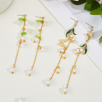 2 Pairs 304 Stainless Steel & Sterling Silver Dangle Stud Earrings EJEW-HS00011-1
