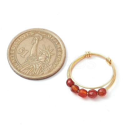 Natural Round Natural Agate Beaded Finger Rings RJEW-TA00118-03-1