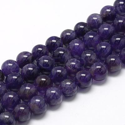 Natural Amethyst Beads Strands G-R446-6mm-21-1