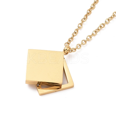 Black Synthetic Shell Double Rhombus Pendant Necklace NJEW-A004-01G-1