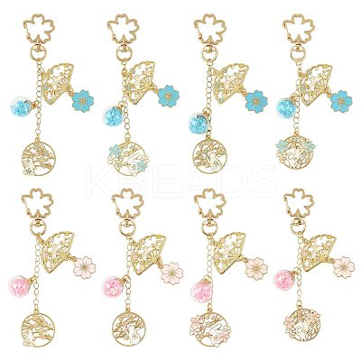 4Pcs Alloy Enamel & Glass Pendant Decorations HJEW-FS00049-1
