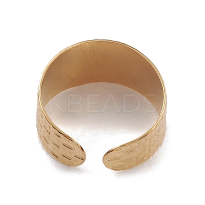 Ion Plating(IP) 304 Stainless Steel Textured Open Cuff Rings for Women RJEW-G285-14G-1
