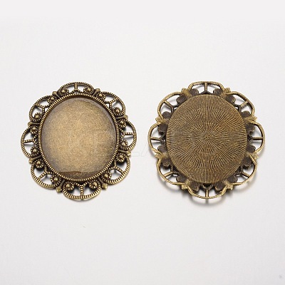 Oval Tibetan Style Alloy Cabochon Settings PALLOY-K109-78AB-NR-1