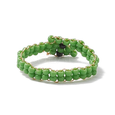 Glass Seed Bead Finger Rings RJEW-JR00875-01-1