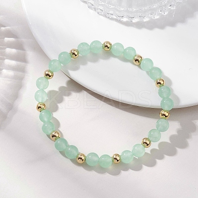 Natural & Dyed Malaysia Jade & 304 Stainless Steel Beads Stretch Bracelets for Women BJEW-JB13211-1