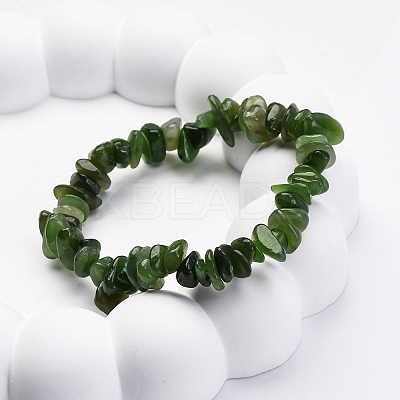 Natural Other Jade Chip Beaded Stretch Bracelets for Women Men BJEW-L038-01B-1