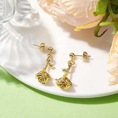 Flower Brass Dangle Earrings EJEW-TA00495-1