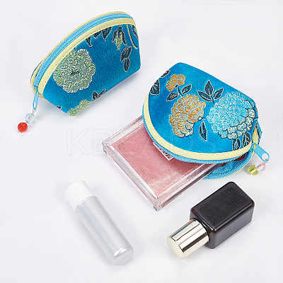 14Pcs 7 Colors Retro Fan-Shaped Cloth Zipper Pouches CON-WR0001-08-1
