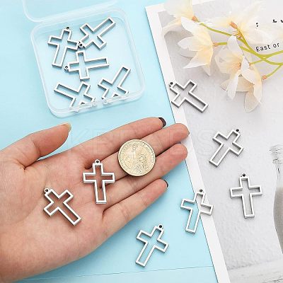 12Pcs 304 Stainless Steel Open Back Bezel Pendants STAS-CA0001-66-1