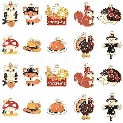 20Pcs 10 Styles Thanksgiving Theme Alloy Enamel Pendants FIND-FS0004-84-1
