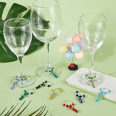 Glass Wine Glass Charms AJEW-SC0002-36-1