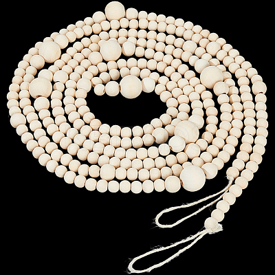 Round Wooden Beaded Garland for Christmas Tree Decoration AJEW-WH20019-62-1