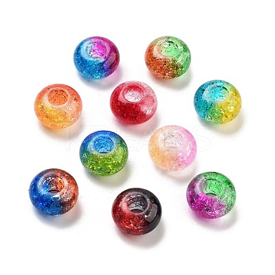 Two Tone Transparent Crackle Acrylic European Beads TACR-P009-B01-1